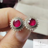 Natural Rubylite Stud Earring, 925 Sterling Silver Stud, Handmade Ruby Jewelry, Birthstone Stud, Every Day Wear Earring, Gift For Her, Gift